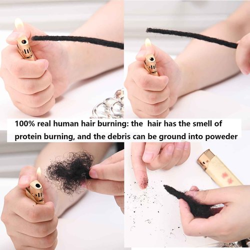 10 Inch 0.4cm Thickness Dreadlock Extensions Human Hair 60Strands 100% human hair Full handmade Loc Extensions Human Hair Can Be Curled and Bleached Dreads Extension for Men Women （Natual Black）