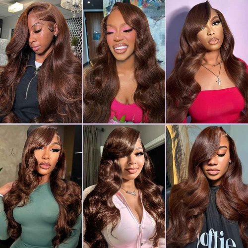CITY GIRL Brown Lace Front Wigs Human Hair Body Wave 26 Inch 13x4 Hd Transparent Lace Frontal Chocolate Brown Human Hair Wig For Women Pre Plucked Natural Hairline 200 Density