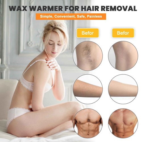 Professional Hair Removal Kit - Wax Warmer Machine with Double Pot, Large Capacity for Spa Salon and Home Use, Non-Stick Easy Clean Pots, 50 Sticks & 20 Collars (Black)