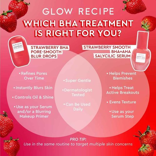 Glow Recipe Smooth + Soothe Duo - Strawberry Smooth AHA BHA Salicylic Acid & Avocado Ceramide Serum (30 ml/ea) - Korean Skincare for Glowing Skin