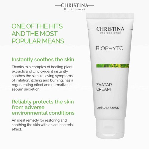 -CHRISTINA- Biophyto Zaatar Cream - 75ml - Vitamin E and Retinol Cream with Thyme & Marjoram Oil for Skin Repair - Balancing Cream for Combination, Dry, Normal, Oily and Sensitive Skin