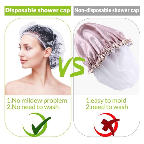 Retisee 2000 Pcs Disposable Shower Caps Bulk 18.2 Plastic Clear Hair Caps Elastic Large Thick Waterproof Bath Covers for Women Hair Care Cleaning Supplies Spa Hotel Salon Home Travel Accessories