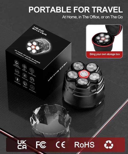 Head Shaver for Bald Men, 10000 RPM High-Speed 6D Magnetic Razor, IPX8 Waterproof Wet/Dry Shaving, LED Display & Storage Case