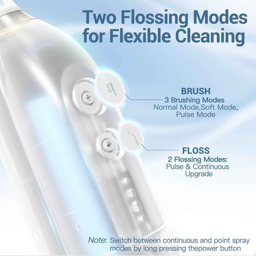 Upgraded 2-in-1 Electric Toothbrush with Water Flosser 2.0 – Ultrasonic Brushing with Built-in Water Outlet, 3+4 Modes with Point-Jet, Portable Oral Irrigator, IPX7 Waterproof, for Travel & Home