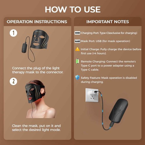ONLUKY Red Light Therapy Mask for Face,70 LED Face Mask Light Therapy,USB C Rechargeable,Infrared Light Therapy Mask for Home Working Travel Yoga Sleep