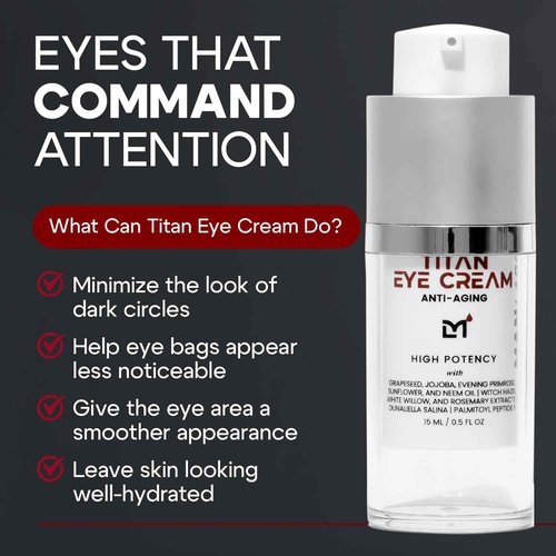 Man Labs Titan Anti-Aging Mens Eye Cream – Mens Dark Circles Under Eyes Treatment – Eye Bags Treatment for Men – Puffy Eyes Treatments for Men – Peptides, HA, Herbal Extracts –All Skin Types–Unscented