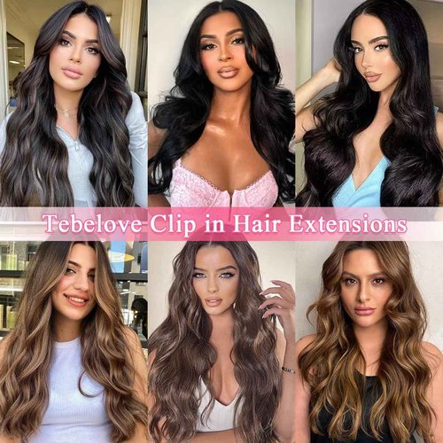 Tebelove Clip in Hair Extensions Real Human Hair 4.3oz/120g Clip ins 100% Brazilian Remy Human Hair Extension for Women 8pcs Per Set with 18 Clips Double Weft (24 Inch #4 Chocolate Brown)