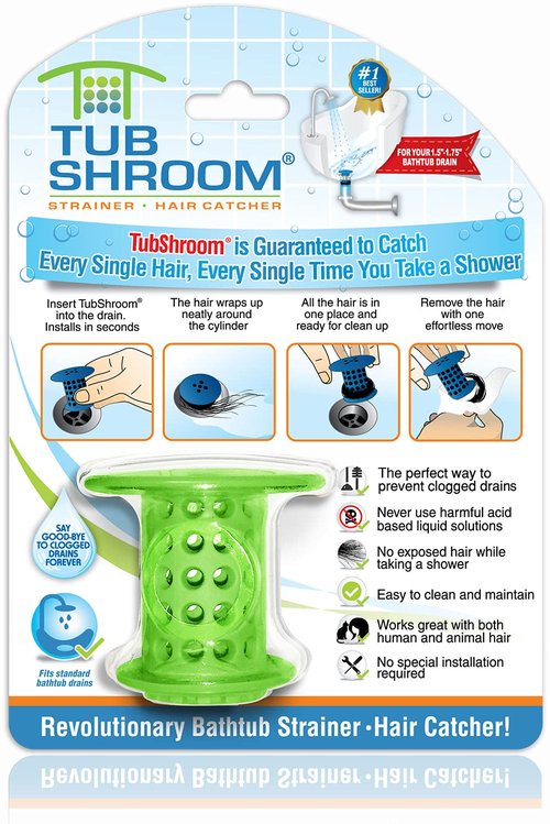 TubShroom Tub Drain Hair Catcher Strainer, Green – Drain Protector and Hair Catcher for Bathroom Drains, Fits 1.5” – 1.75” Bathtub and Shower Tub Drains
