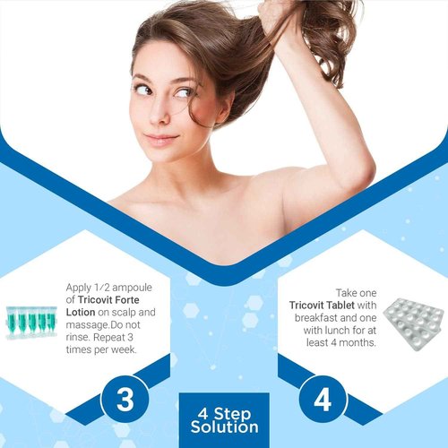 Tricovit Forte Hair Loss Treatment - Hair Growth Products for Women & Men Developed by Dermatologists - DHT Blocker & Sebum Regulator for Strengthening Follicles & Balancing Scalp (10 Ampoules)
