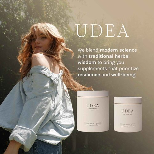 UDEA Wellness, The Hair Pill | Daily Hair Supplement for Strength & Revitalization, Pure Formula, Non-GMO, Gluten Free & Vegan Hair Vitamins for Women & Men | 60 Capsules