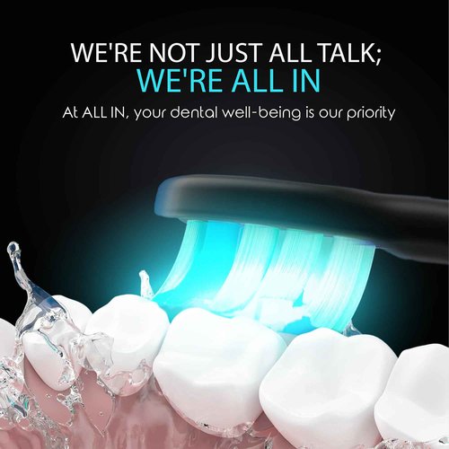 ALL-IN Sonic Rechargeable LED Whitening Toothbrush - Blue & RED LED Light Technology - 4 Advanced Deep Cleaning Modes with a Timer - Adult Toothbrush - BPA Free and PHTHALATES Free