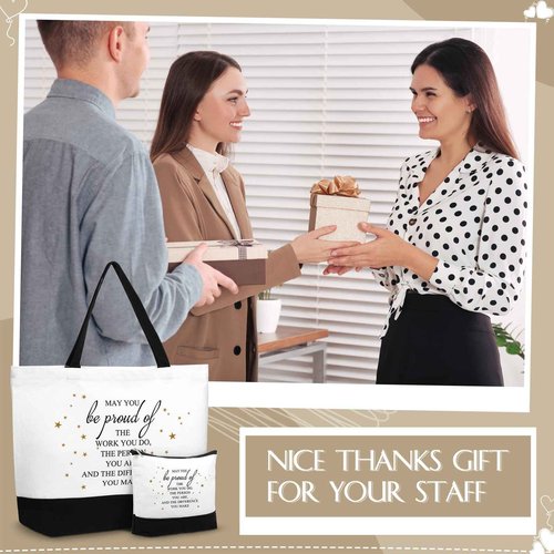 Abbylike 48 Pcs Christmas Thank You Canvas Tote Bags Employee Appreciation Gift for Women Teacher Coworker Staff Nurse(Mix)