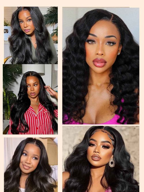 Nadula Yaki Wavy V Part Drawstring Wig Human hair with Blow Out Bangs, Glueless EasiContour Vpart Wigs No Leave Out Beginner Friendly Clip In V Shape Wigs Upgrade Wavy U Part Wig 150% Density 16inch