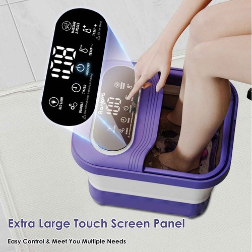 Ranjova Foot Spa Electric Rotary Massage, Collapsible Foot Bath with Heat, Bubble,Temp Control, and 24 Motorized Shiatsu Massage Balls, Pedicure Foot Spa for Feet Relaxation (Blue)