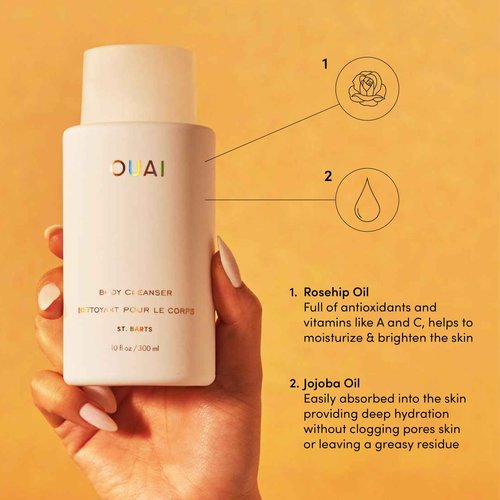 OUAI St. Barts Body Bundle - Includes Hair & Body Mist (3.3 Oz) for Head-to-Toe Fragrance, Hydrating Body Cream (7.5 Oz) and Body Cleanser (10 Oz) - 3 Piece Bundle