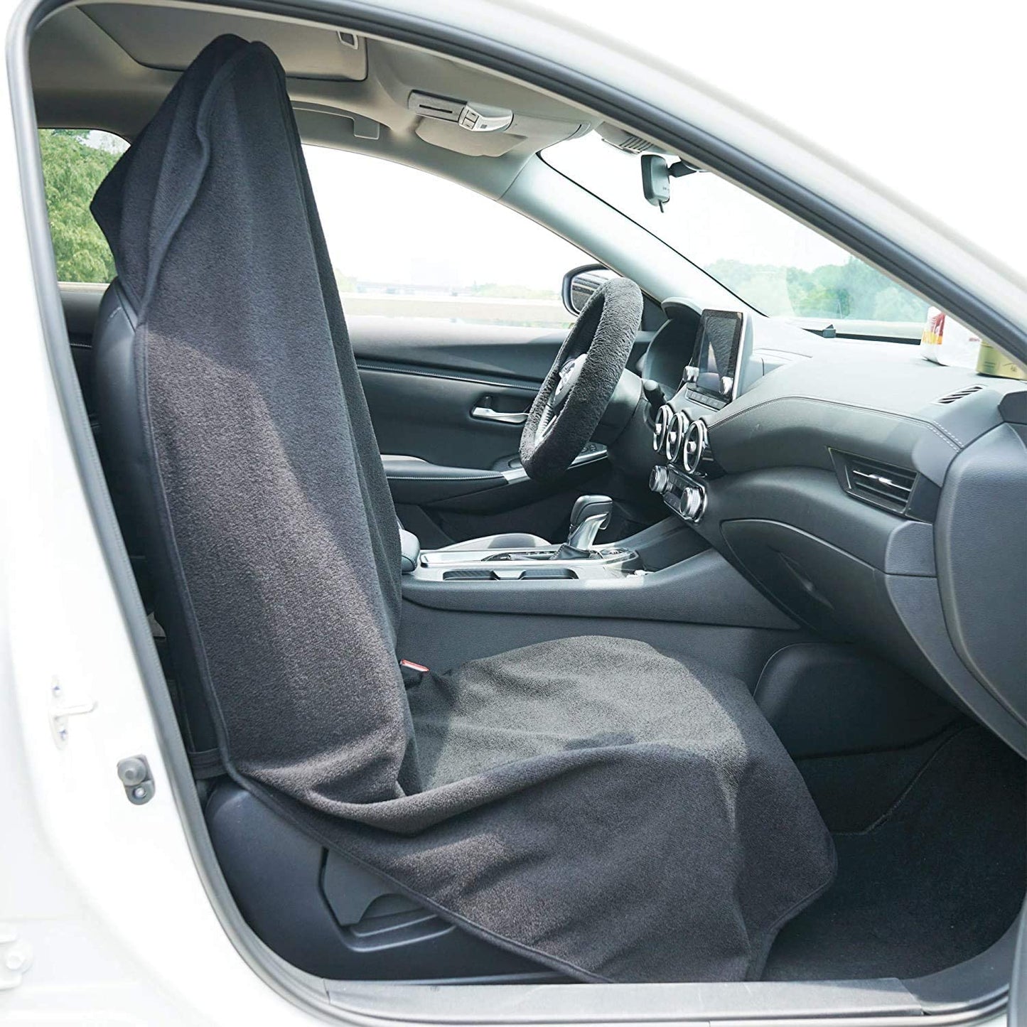 LoyaGour Car Seat Cover Protector Front Seats,for Gym Workout,Running,Swimming,Beach and Hiking,Waterproof Sweat Towel Bucket Seat Covers for Cars SUV Trucks (Grey, 1Pcs)