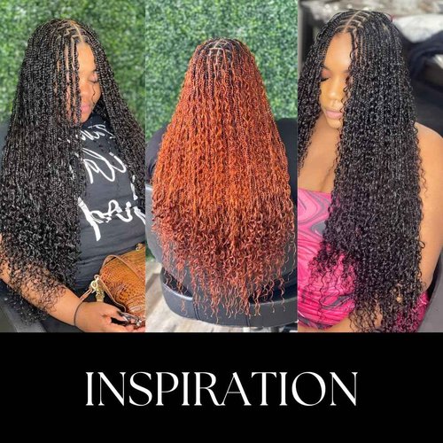 PIB 24'' Full Lace Bohemian Box Braid Wig - Knotless Braided Wigs for Black Women - Synthetic Braided Wig with Natural Baby Hair - Off Black and Light Brown #1B27