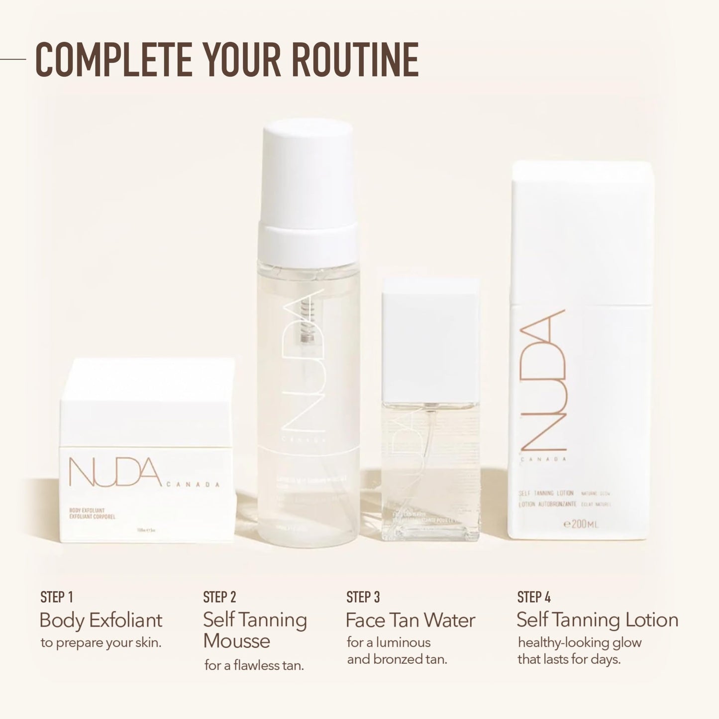 Nuda Self Tanning Lotion, Lightweight, Fast Drying, and Streak Free Gradual Self Tanner, Infused with Vitamin C, Shea Butter & Sodium Hyaluronate, Hydrating Sunless Tan, Vegan, Light to Medium, 6.7 Oz