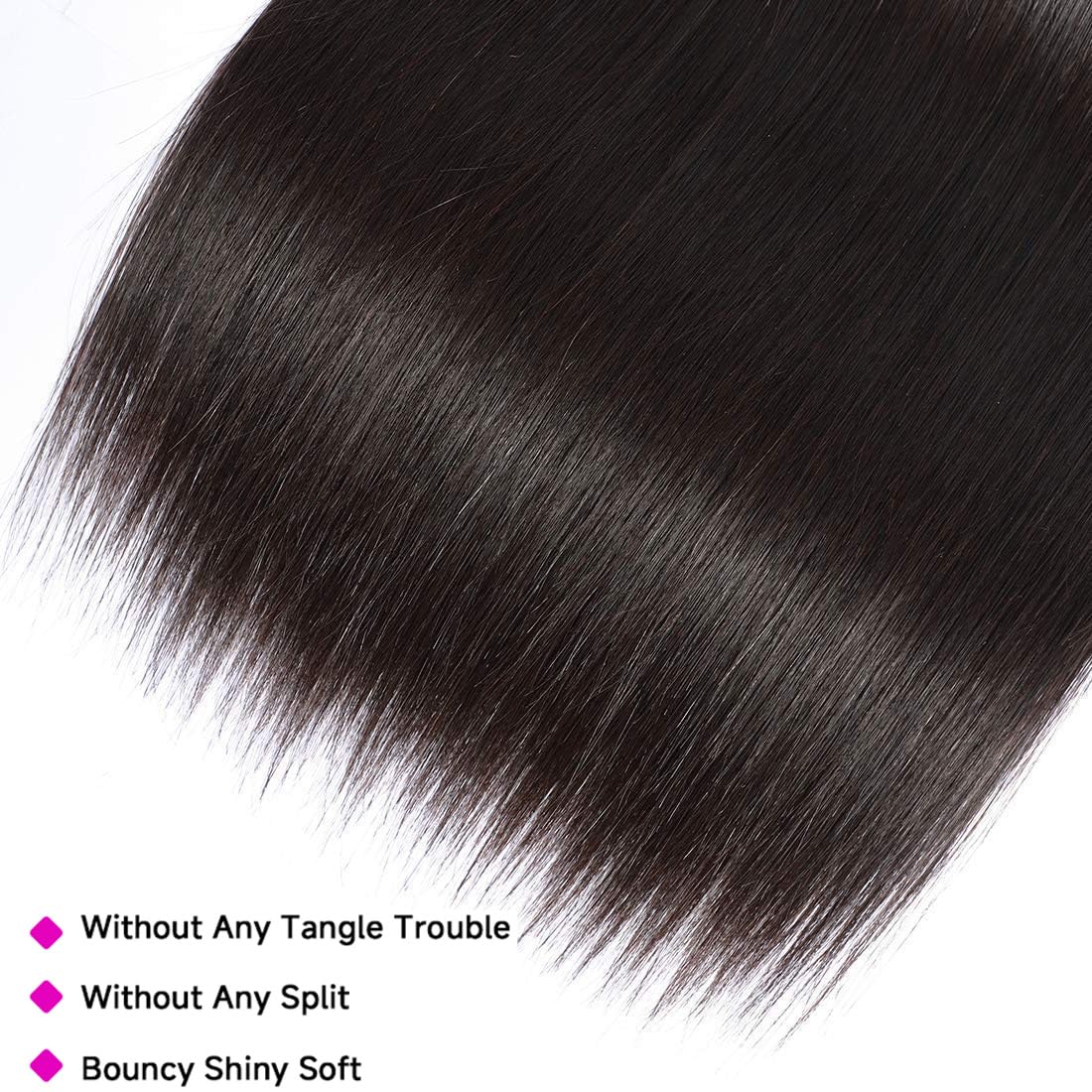 12A Straight Bundles Human Hair 20 22 24 Inch 3 Bundles Human Hair Straight Human Hair Bundles 100% Unprocessed Brazilian Virgin Human Hair Extension