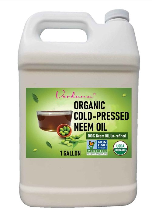 Verdana Pure Neem Oil for Plants – 1 Gallon (128 Fl Oz) – Organic, Cold Pressed, Unrefined, Non-GMO – 100% Natural Spray for Plant Leaf Shine, DIY Beauty, Soap Making – No Additives