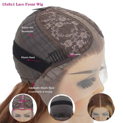 Yllies Honey Blonde Highlight Ombre Middle Part Lace Front Wigs Human Hair T Part HD Transparent Lace Body Wave Wigs 180% Density Brazilian Human Hair 4/27 Colored Glueless Wigs for Women(24 Inch)