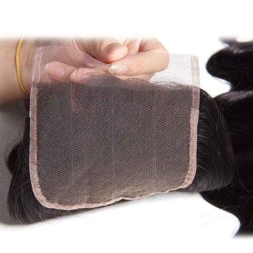 UNice Hair Body Wave 4x4 lace Closure Free Part, Unprocessed Brazilian Human Virgin Hair Swiss Lace Closure Natural Black Color 14 inch