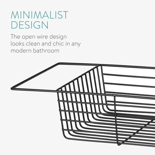 Navaris Wire Bath Tray - Metal Bathtub Caddy Rack - Over Tub Bridge Organizer Storage Shelf - Accessories Holder Basket for Bathtub - Black