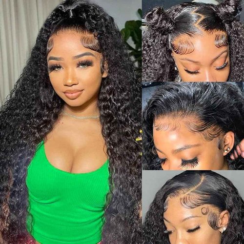 ZANPAL 13x4 Deep Wave Lace Front Wigs Human Hair Pre Plucked 180% Density 9A Glueless Wigs Human Hair Wet and Wavy Wigs for Women HD Transparent Deep Curly Lace Front Wigs Human Hair 22 Inch