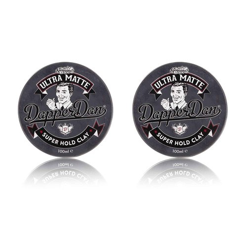 Dapper Dan Ultra Matte Hair Clay, Super Hold, Long Lasting Clay with Immediate Grip, Easy Application Hair Styling Clay For Men, Gently Fragranced, 2 x 3.38 fl oz