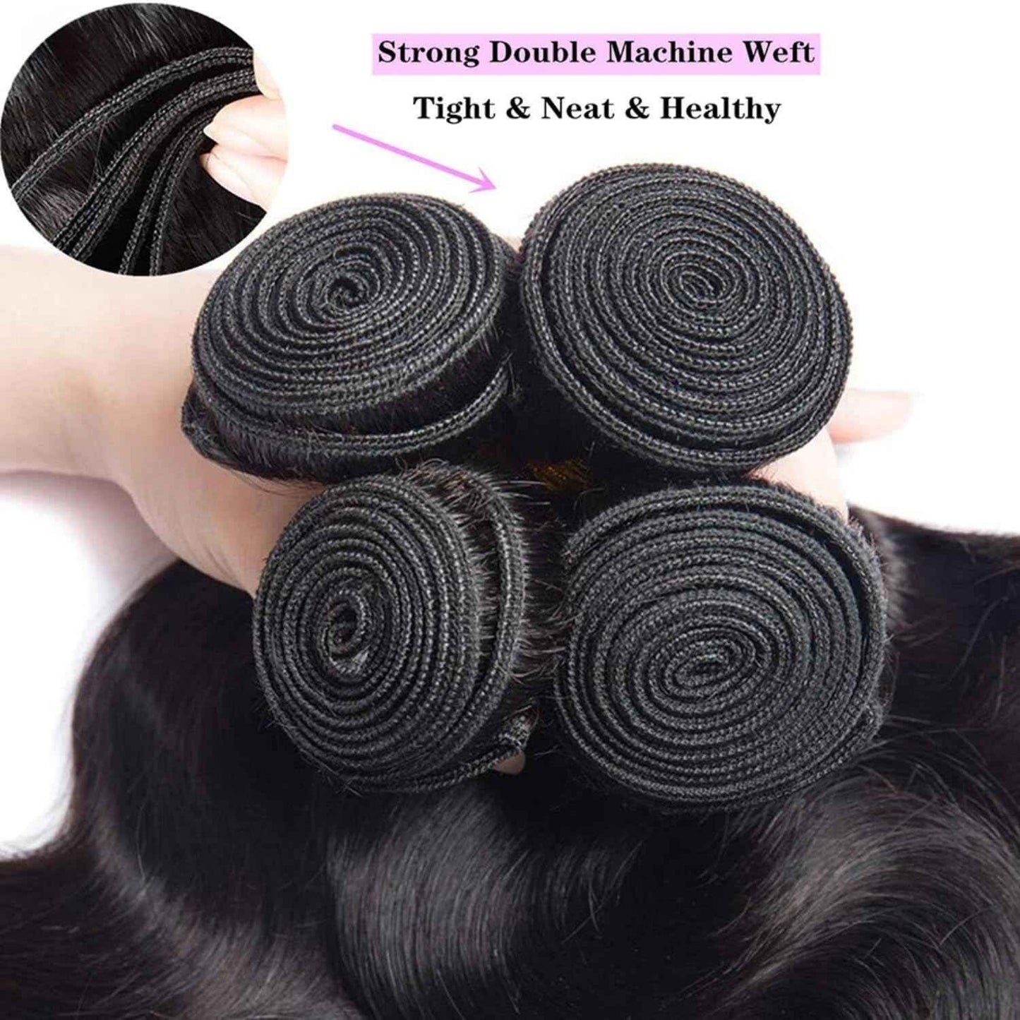 Human Hair Bundles 16 18 20 22 Inch Body Wave Bundles Human Hair 100% Unprocessed Brazilian Virgin Weave 4 Bundle Natural Black for Women Hair Extensions