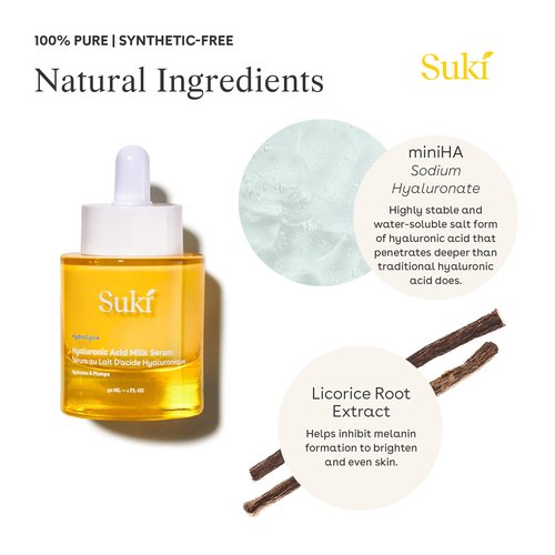Suki Hyaluronic Acid Milk Serum, Anti Aging Face Serum Improves Skin Texture and Hydrates Skin, 1 Fl Oz