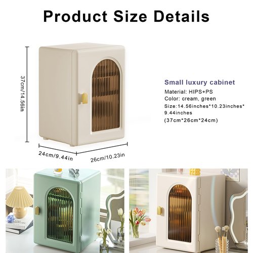 DASITON Large Capacity Makeup Organizer for Countertop, 3 Adjustable Layers Skincare Organizer, Dustproof & Waterproof Makeup Storage, Cosmetic Display Case for Vanity, Bathroom, Bedroom (Cream)