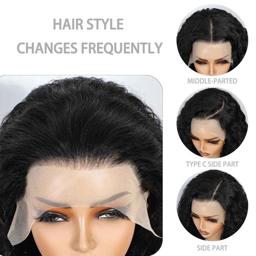 HAVI KING 30inch Deep Wave Lace Front Wigs Human Hair with Baby Hair 13x6 Glueless HD Full Lace Front Wig Pre-Drawn Bleaching Knot 200% Density Deep Curly Lace Frontal Wig Natural Color for Woman