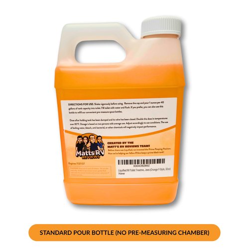 Liquified RV Toilet Treatment - Orange Scent, 32oz Standard Pour Bottle - Holding Tank Waste Digester & Odor Eliminator, Septic Safe, Biodegradable - Made in USA
