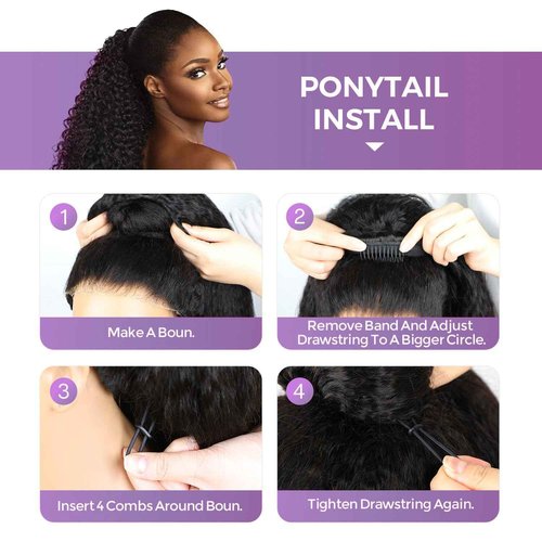 OQ Hair Afro Curly Half Wig Human Hair 180% Density 3 In 1 Beginner Friendly Glueless Wear and Go Kinky Curly Half Human Hair Wig for Women 18 Inch