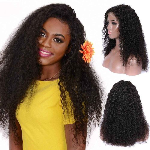MIFIL Curly Human Hair Lace Closure Wigs For Black Women Pre Plucked Wet and Wavy Lace Front Wigs Human Hair 4x4 Curly Closure Wigs (20, Natural color)