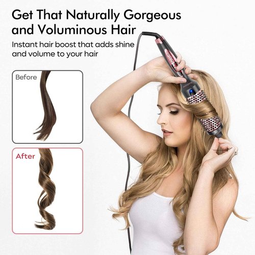 Betahouse Thermal Brush Curling Iron Brushes, 1.5 Inch Heated Round Styling for Blowout, Fast Heating Negative Ion Curling Brushes with 5 Temp Settings, Dual Voltage Hair Styling Tool
