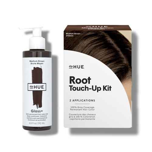 dpHUE Gloss+, Medium Brown (6.5 oz) + Root Touch-Up Kit, Medium Brown - Paraben, SLS & SLES Sulfate Free - Vegan, Leaping Bunny Certified