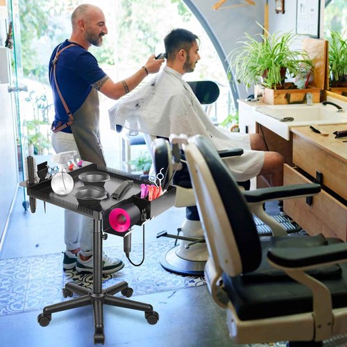 Chetunju Multi-Function Salon Tray, Salon Rolling Tray cart (with Wheels), Beauty & Hairdressing Tray for Hair Stylist,.Suitable for Tattoo parlors, Hair Salons, Personal Designers.