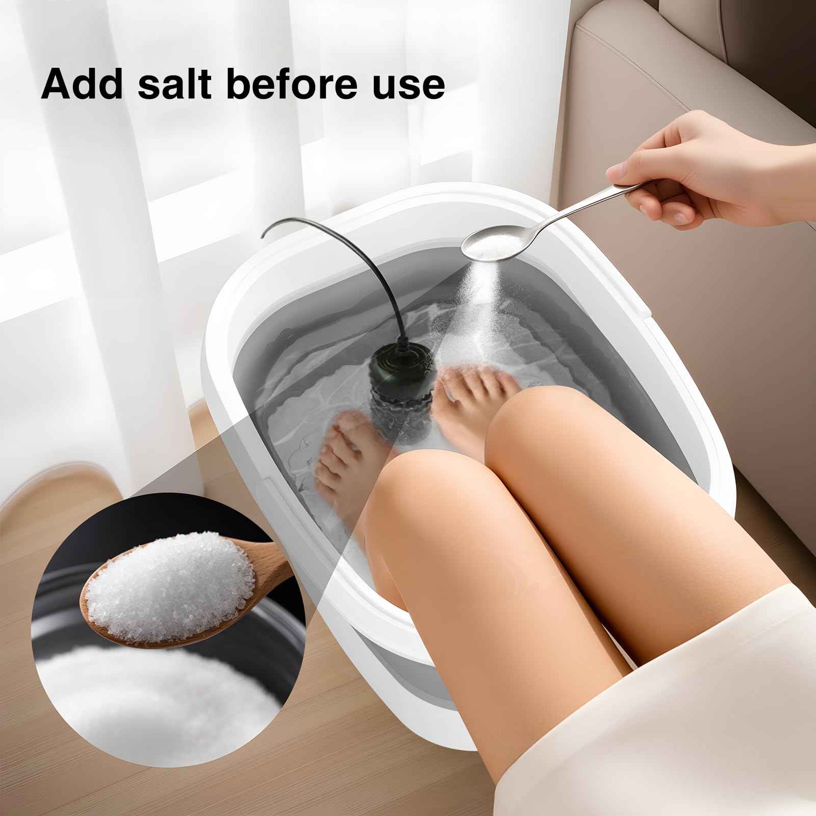 Ionic Foot Bath Detox Machine,Foot Detox Foot Bath Soak Tub with 2 Arrays,80 Disposable Foot Bath Liners,Detox Sea Salt,Folding Foot Spa Bucket,Home Salon-Level Foot Soaking Tub2