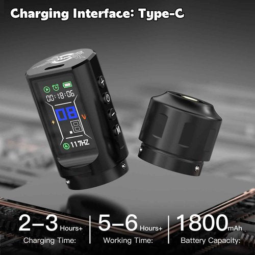 WORMHOLEPRO Aluminum Alloy Tattoo Gun with Adjustable Tattoo Pen Stroke, Tattoo Kit with Dotwork Mode, Memory Function, Complete Beginners Kit and Professional Tattoo Artists - Compact/Lightweight