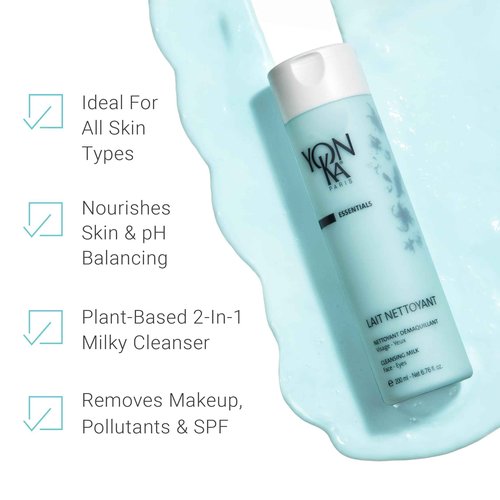 Yon-Ka Lait Nettoyant Cleanser and Lotion PS Toner Set | Gentle Milk Cleanser & Makeup Remover and Toner for Dry or Sensitive Skin | Set of 2, 2 x 6.76 fl oz