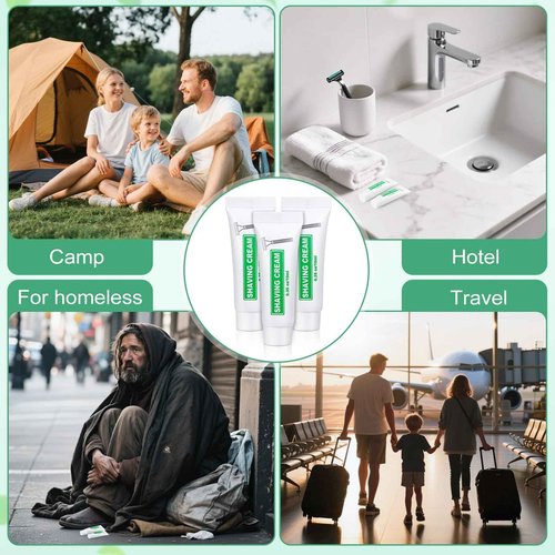 Travel Size Shaving Cream Bulk Pack of 200,Individually Wrapped 10ml/0.35fl oz Mini Disposable Shaving Cream in Bulk 1.2x2.9 inch Travel Size Toiletries Amenities for Guests,Homeless,Charity