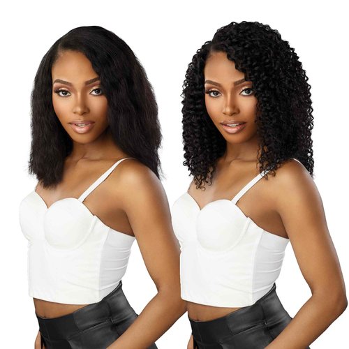 Sensationnel Empire multi weave hair - wet and wavy tropical curl human hair 3 bundle layered lengths (16 18 20 inch, 1B OFFBLACK)