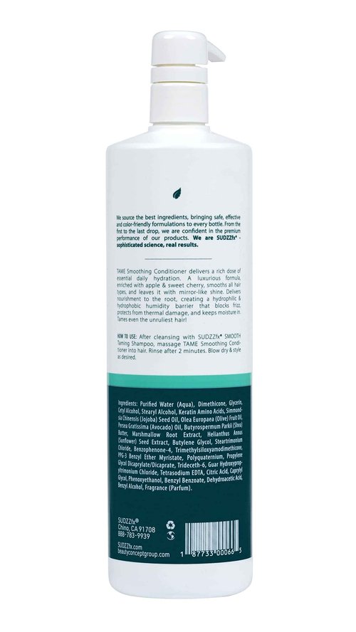 SUDZZFX TAME Smoothing Conditioner – Hydrating & Moisturizing Hair Treatment – Frizz Control, Color Safe, Sulfate-Free, Paraben Free – Conditioner for Dry & Damaged Hair, 33.8 fl oz