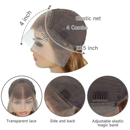 KeaBalo 28 Inch Highlight Ombre Lace Front Wig Human Hair Pre Plucked Body Wave Frontal Wigs 180% Density 4/27 Colored 13x4 Honey Blonde Lace Front Wig Human Hair for Women