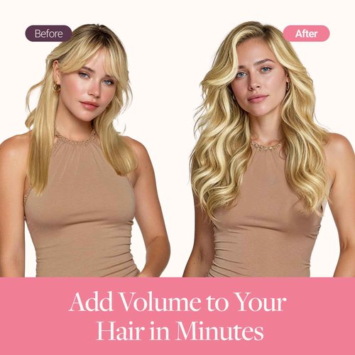 GOO GOO Tape In Weft Hair Extensions Human Hair, Genius PU Long Weft Tape In Hair Extensions Real Human Hair, Silky Easy to Use, P16/22A Light Blonde Highlighted Golden Blonde 18 inch 50g