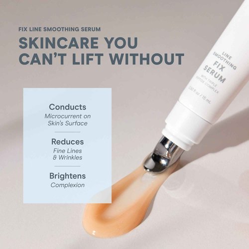 NuFACE FIX Serum - Line Smoothing Conductive Serum for Microcurrent with Triple Peptide, Hyaluronic Acid & IonPlex to Hydrate, Brighten and Enhance NuFACE Microcurrent Device Results (1 oz)