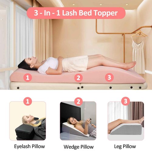 LUKYHONIE Lash Bed Foam Topper, Ergonomic Curvy Eyelash Mattress Topper for Massage Table, Beauty Salon Massage Table Padding Topper, 30D Esthetician Bed Cushion with Removable Cover (Black-60 cm)