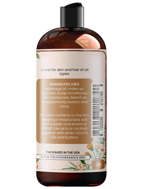 Oslove Organics Organic Face and Body Oil Unique blend of 12 virgin organic carrier oils | Use as is or for making lotions, body butters, serums, soaps-12 oz (12)